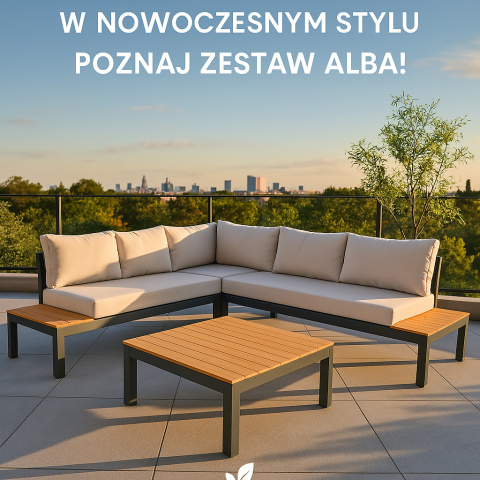 Komplet mebli ogrodowych narożnik i stolik kawowy Alba Komplet mebli ogrodowych narożnik i stolik kawowy Alba