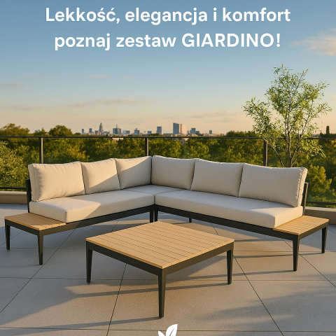Komplet mebli ogrodowych narożnik i stolik kawowy Giardino Komplet mebli ogrodowych narożnik i stolik kawowy Giardino